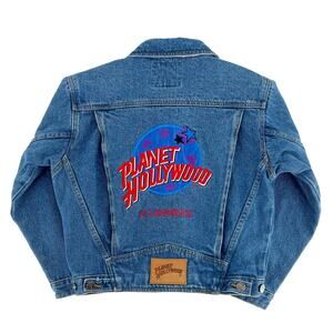 90s denim jean jacket Planet Hollywood Ft Lauderdale 1990s vintage kids medium
